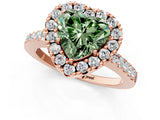 Rose gold Fancy Green Heart  Halo Diamond Pavé Solitaire Ring_34