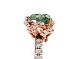 Rose gold Fancy Green Heart  Halo Diamond Pave Band Ring with Four-Prong Setting_20