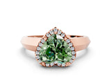 Rose gold Fancy Green Heart  Halo Diamond Ring with Cathedral Band and Four-Prong Setting_29