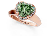 Rose gold Fancy Green Heart  Halo Diamond Ring with Cathedral Band and Four-Prong Setting_30