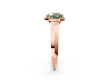 Rose gold Fancy Green Heart  Halo Diamond Ring with Cathedral Band and Four-Prong Setting_31