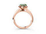 Rose gold Fancy Green Heart  Halo Diamond Ring with Cathedral Band and Four-Prong Setting_32