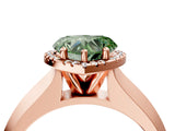 Rose gold Fancy Green Heart  Halo Diamond Ring with Cathedral Band and Four-Prong Setting_33