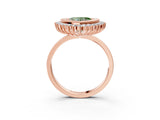 Rose gold Fancy Green Heart  Halo Diamond Ring with Milgrain Edge and Round Prong Setting_26