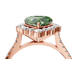 Rose gold Fancy Green Heart  Halo Diamond Ring with Pavé Band and Prong Setting_4