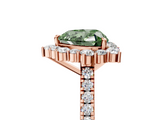 Rose gold Fancy Green Heart  Halo Diamond Ring with Pavé Band and Prong Setting_5