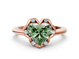 Rose gold Fancy Green Heart  Halo Diamond Ring with Round Cluster Setting, Solitaire Band, and Four-Prong Setting_30