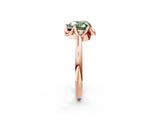 Rose gold Fancy Green Heart  Halo Diamond Ring with Round Cluster Setting, Solitaire Band, and Four-Prong Setting_32