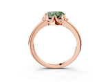 Rose gold Fancy Green Heart  Halo Diamond Ring with Round Cluster Setting, Solitaire Band, and Four-Prong Setting_33