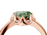 Rose gold Fancy Green Heart  Halo Diamond Ring with Round Cluster Setting, Solitaire Band, and Four-Prong Setting_34