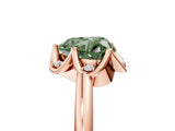 Rose gold Fancy Green Heart  Halo Diamond Ring with Round Cluster Setting, Solitaire Band, and Four-Prong Setting_35