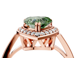 Rose gold Fancy Green Heart  Halo Diamond Ring with Split Shank and Four-Prong Setting_4