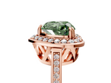 Rose gold Fancy Green Heart  Halo Diamond Ring with Split Shank and Four-Prong Setting_5