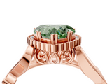 Rose gold Fancy Green Heart  Halo Diamond Ring with Vintage Split Shank and Four-Prong Setting_4