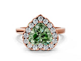 Rose gold Fancy Green Heart  Halo Diamond Solitaire with Pavé Band and Four-Prong Setting_37
