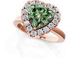 Rose gold Fancy Green Heart  Halo Diamond Solitaire with Pavé Band and Four-Prong Setting_38