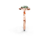 Rose gold Fancy Green Heart  Halo Diamond Solitaire with Pavé Band and Four-Prong Setting_39
