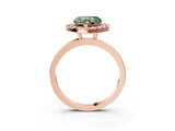 Rose gold Fancy Green Heart  Halo Diamond Solitaire with Pavé Band and Four-Prong Setting_40