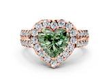 Rose gold Fancy Green Heart  Halo Diamond Split Shank Engagement Ring with Prong Setting_51