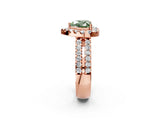 Rose gold Fancy Green Heart  Halo Diamond Split Shank Engagement Ring with Prong Setting_53