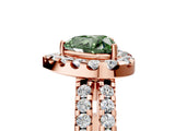 Rose gold Fancy Green Heart  Halo Diamond Split Shank Engagement Ring with Prong Setting_56