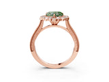 Rose gold Fancy Green Heart  Halo Milgrain Pave Diamond Ring with Four-Prong Setting 5