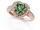 Rose gold Fancy Green Heart  Halo Pavé Diamond Engagement Ring with Bezel Setting_1