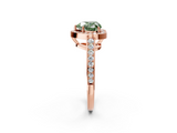 Rose gold Fancy Green Heart  Halo Pavé Diamond Engagement Ring with Bezel Setting_2