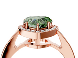 Rose gold Fancy Green Heart  Halo Pavé Diamond Engagement Ring with Bezel Setting_4