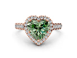 Rose gold Fancy Green Heart  Halo Pavé Diamond Engagement Ring with Four-Prong Setting_26