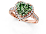 Rose gold Fancy Green Heart  Halo Pavé Diamond Engagement Ring with Four-Prong Setting_27