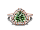Rose gold Fancy Green Heart  Halo Pavé Diamond Engagement Ring with Four-Prong Setting_3