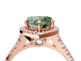 Rose gold Fancy Green Heart  Halo Pavé Diamond Engagement Ring with Four-Prong Setting_30