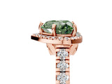 Rose gold Fancy Green Heart  Halo Pavé Diamond Engagement Ring with Four-Prong Setting_31