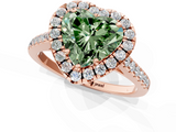 Rose gold Fancy Green Heart  Halo Pavé Diamond Engagement Ring with Four-Prong Setting_4