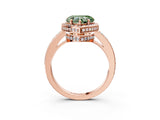 Rose gold Fancy Green Heart  Halo Pave Band Solitaire Ring with Prong Setting_32