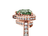 Rose gold Fancy Green Heart  Halo Pave Band Solitaire Ring with Prong Setting_34