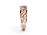 Rose gold Fancy Green Heart  Halo Pave Diamond Engagement Ring with Milgrain Detailing_36