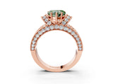 Rose gold Fancy Green Heart  Halo Pave Diamond Engagement Ring with Milgrain Detailing_37