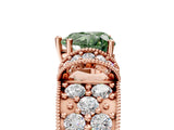 Rose gold Fancy Green Heart  Halo Pave Diamond Engagement Ring with Milgrain Detailing_39