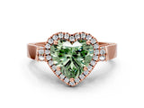 Rose gold Fancy Green Heart  Halo Pave Split Shank Prong Setting Ring_69