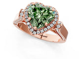 Rose gold Fancy Green Heart  Halo Pave Split Shank Prong Setting Ring_70