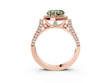 Rose gold Fancy Green Heart  Halo Pave Split Shank Prong Setting Ring_72