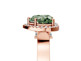 Rose gold Fancy Green Heart  Halo Pave Split Shank Prong Setting Ring_74