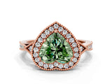 Rose gold Fancy Green Heart  Halo Round Diamond Milgrain Pave Engagement Ring_3