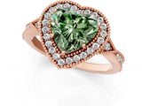 Rose gold Fancy Green Heart  Halo Round Diamond Milgrain Pave Engagement Ring_4