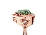Rose gold Fancy Green Heart  Halo Round Diamond Milgrain Pave Engagement Ring_8