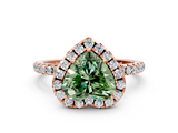 Rose gold Fancy Green Heart  Halo Round Diamond Pavé Band Four-Prong Ring_3