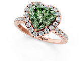 Rose gold Fancy Green Heart  Halo Round Diamond Pavé Band Four-Prong Ring_4