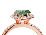 Rose gold Fancy Green Heart  Halo Round Diamond Pavé Band Four-Prong Ring_7